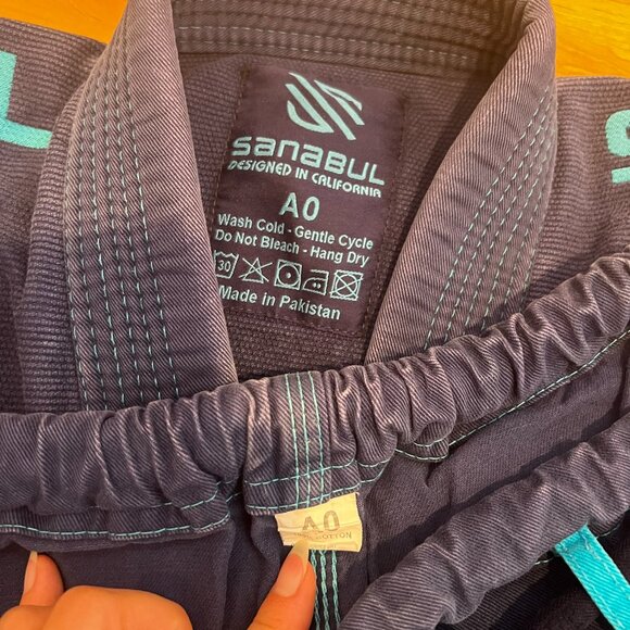 Sanabul 100% Cotton Essential Jiu Jitsu BJJ Gi - Navy w/ Blue Accents - A0 - Picture 3 of 4